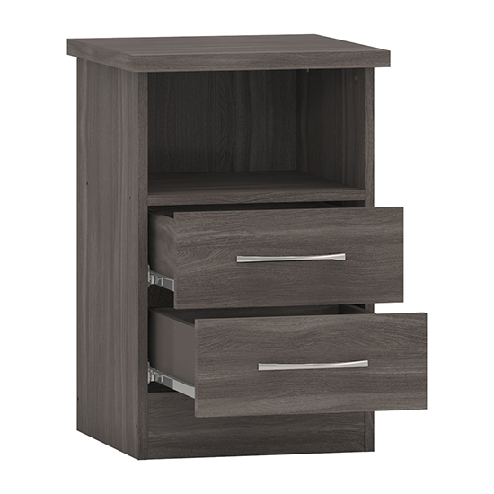 Mack Wooden Bedside Cabinet With 2 Drawers In Black