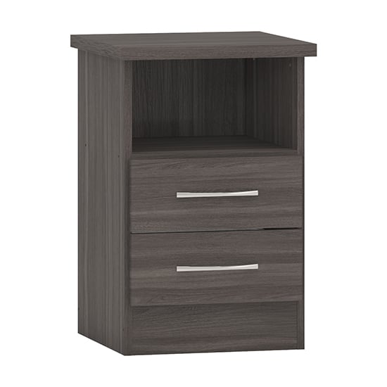Product photograph of Mack Wooden Bedside Cabinet With 2 Drawers In Black Wood Grain from Furniture in Fashion