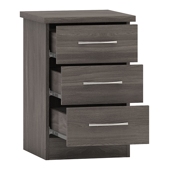 Mack Wooden Bedside Cabinet With 3 Drawers In Black