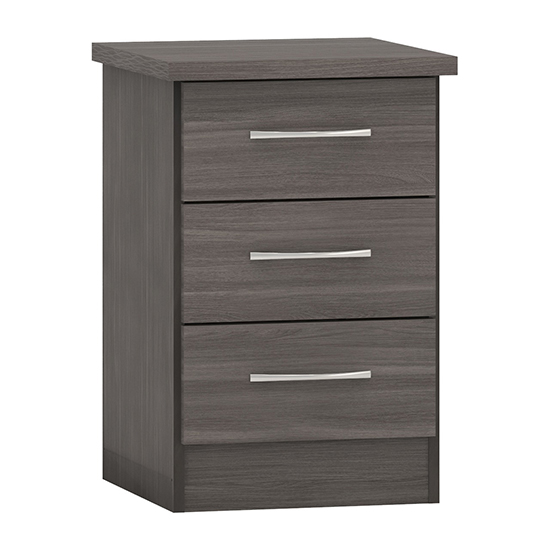 Read more about Mack wooden bedside cabinet with 3 drawers in black wood grain