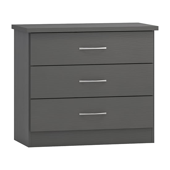 Photo of Mack wooden chest of 3 drawers in 3d effect grey