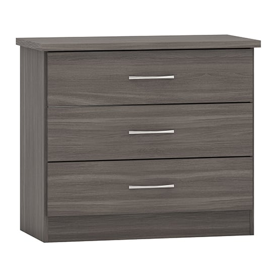 Product photograph of Mack Wooden Chest Of 3 Drawers In Black Wood Grain from Furniture in Fashion