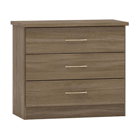 Mack Wooden Chest Of 3 Drawers In Rustic Oak Effect