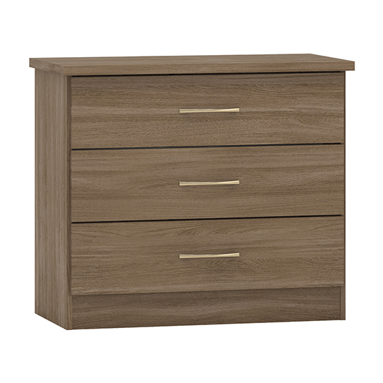 Mack Wooden Chest Of 3 Drawers In Rustic Oak Effect thumbnail