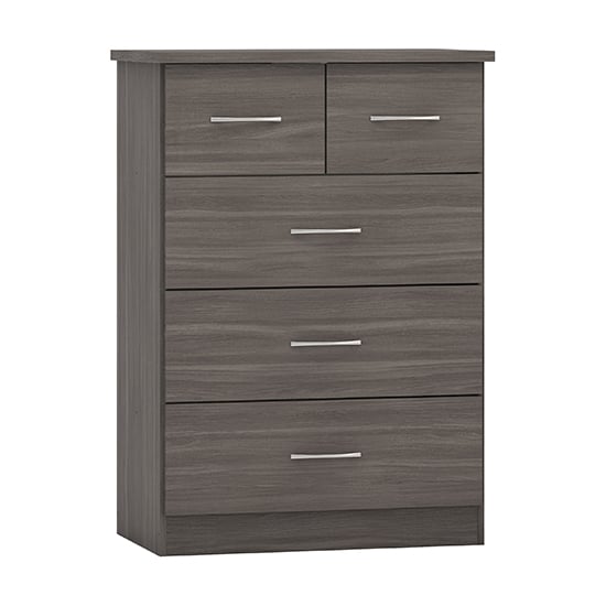 Read more about Mack wooden chest of 5 drawers in black wood grain