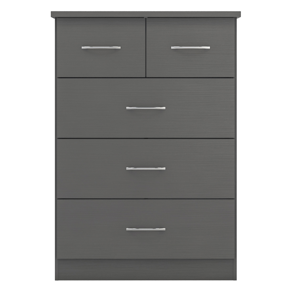 Mack Wooden Chest Of 5 Drawers In Grey