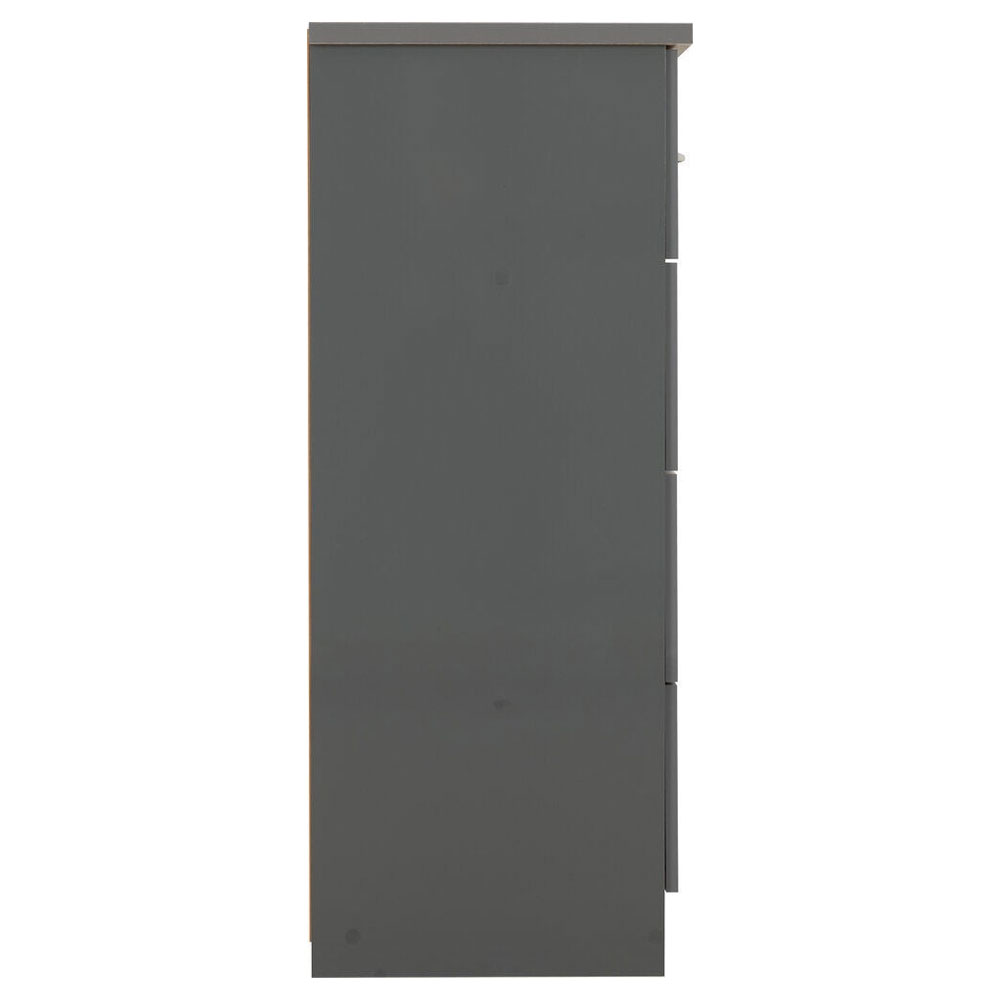 Mack Wooden Chest Of 5 Drawers in Grey Gloss