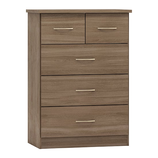 Read more about Mack wooden chest of 5 drawers in rustic oak effect