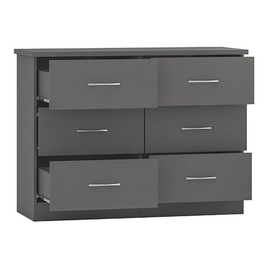 Mack Wooden Chest Of 6 Drawers In Grey