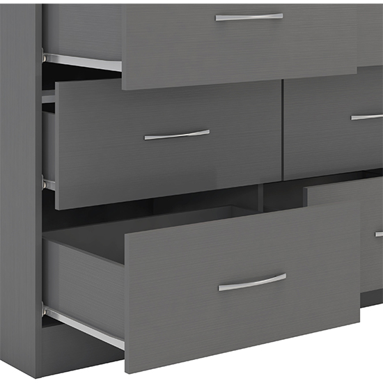 Mack Wooden Chest Of 6 Drawers In Grey