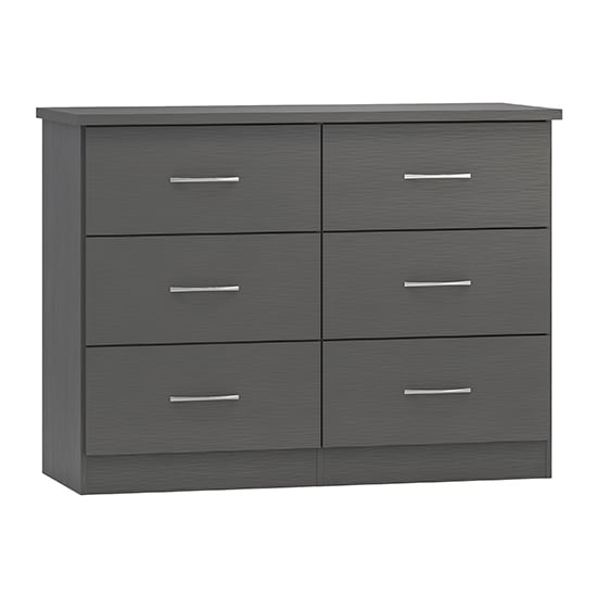 Product photograph of Mack Wooden Chest Of 6 Drawers In 3d Effect Grey from Furniture in Fashion