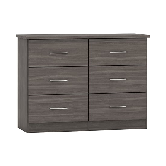 Product photograph of Mack Wooden Chest Of 6 Drawers In Black Wood Grain from Furniture in Fashion