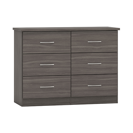 Mack Wooden Chest Of 6 Drawers In Black Wood Grain thumbnail