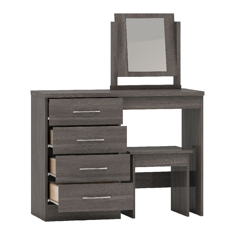 Mack Wooden Dressing Table Set With 4 Drawers In Black