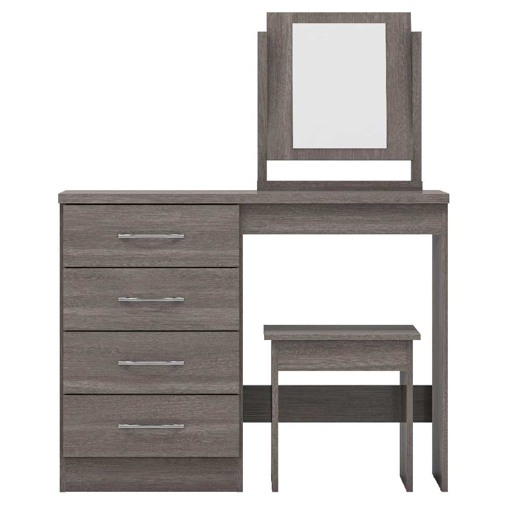 Mack Wooden Dressing Table Set With 4 Drawers In Black
