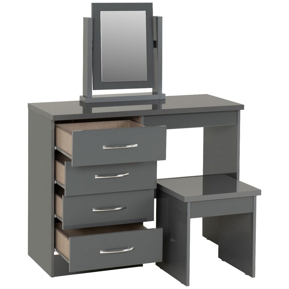 Mack Wooden Dressing Table Set in Grey Gloss