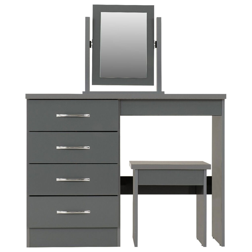 Mack Wooden Dressing Table Set in Grey Gloss