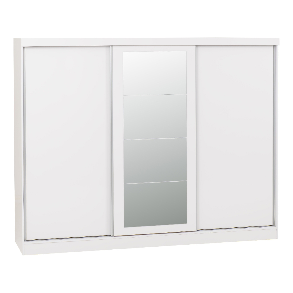 Mack Wooden Sliding Wardrobe With 3 Doors In White Gloss Front