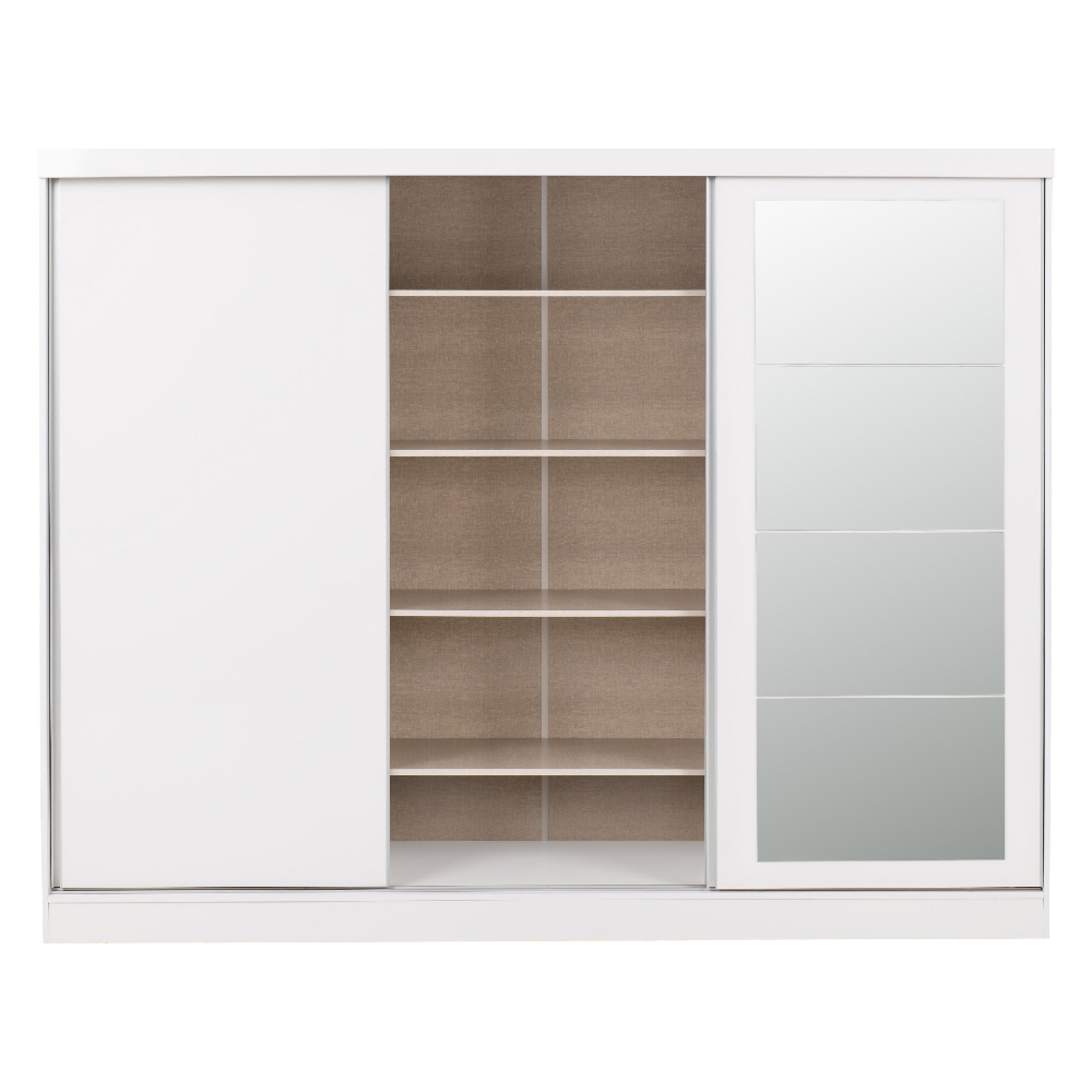 Mack Wooden Sliding Wardrobe With 3 Doors In White Gloss Front