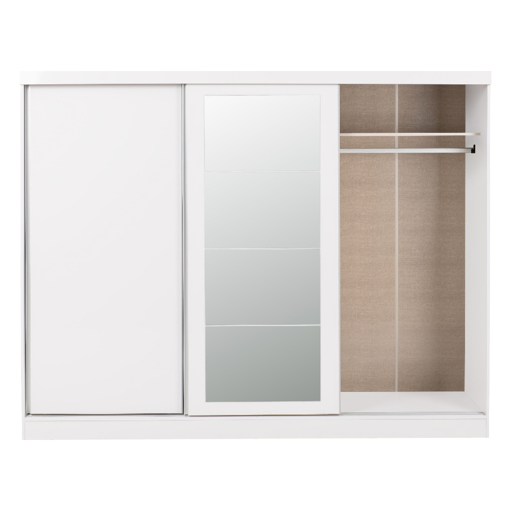 Mack Wooden Sliding Wardrobe With 3 Doors In White Gloss Front