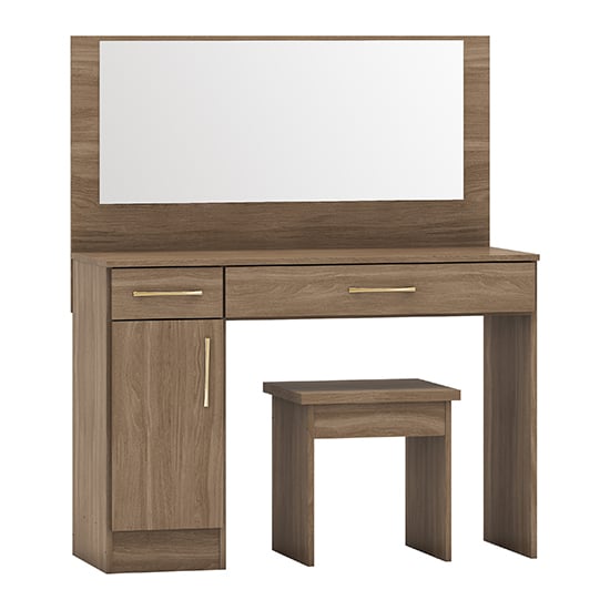 Read more about Mack wooden dressing table set with 2 drawers in rustic oak