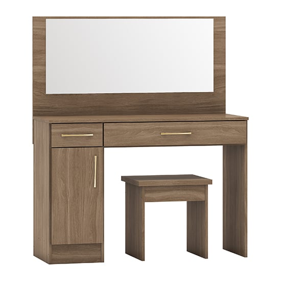 Mack Wooden Vanity And Dressing Table Set In Rustic Oak Effect