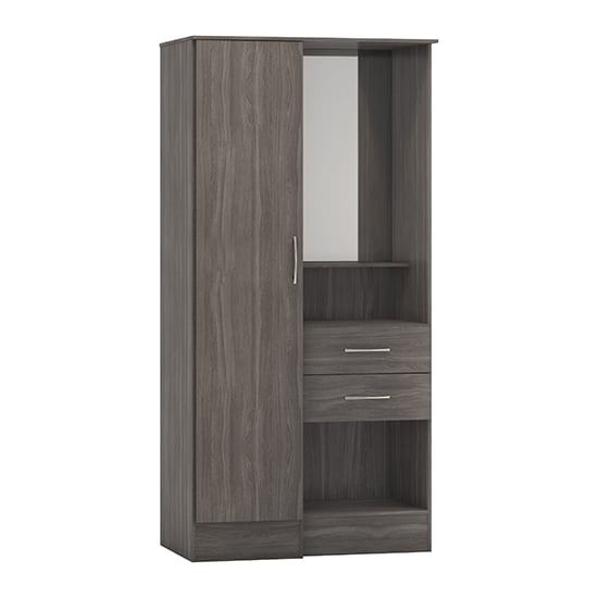 Product photograph of Mack Wooden Vanity Wardrobe With 1 Door In Black Wood Grain from Furniture in Fashion