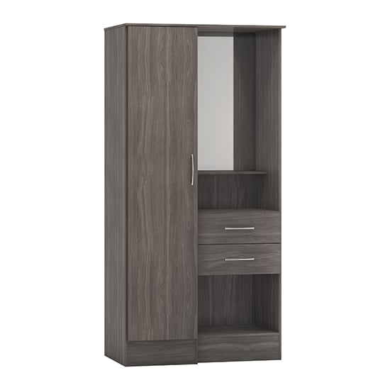 Read more about Mack wooden wardrobe with 1 door 2 drawers in black