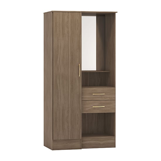 Product photograph of Mack Wooden Vanity Wardrobe With 1 Door In Rustic Oak Effect from Furniture in Fashion
