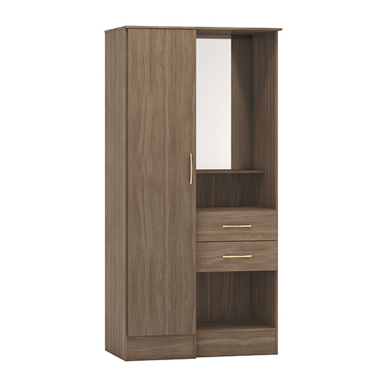 Mack Wooden Vanity Wardrobe With 1 Door In Rustic Oak Effect