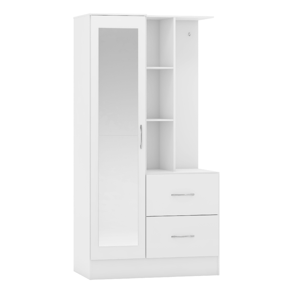 Mack Wooden Wardrobe With 1 Door And Gloss Front In White