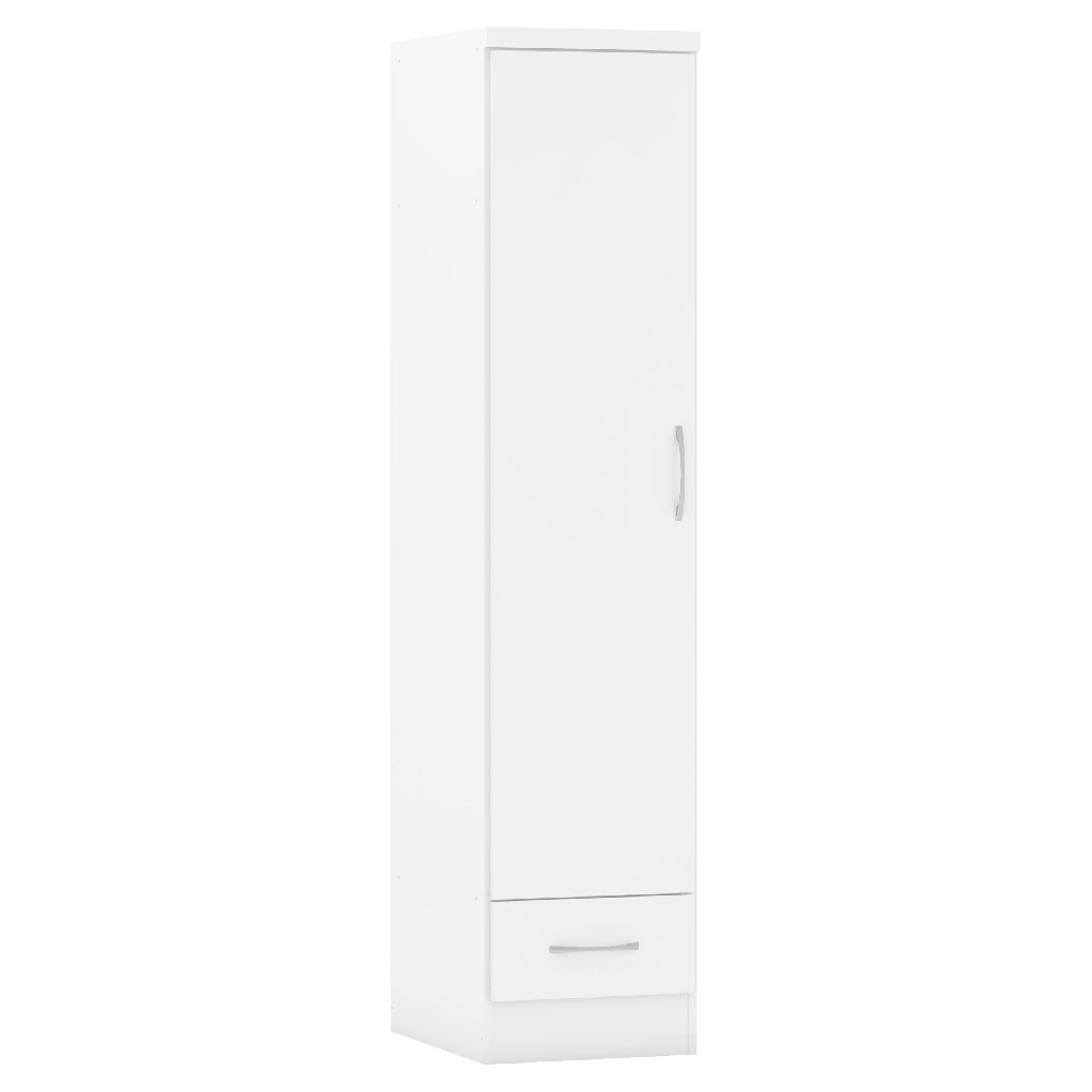 Mack Wooden Wardrobe With 1 High Gloss Door Front In White