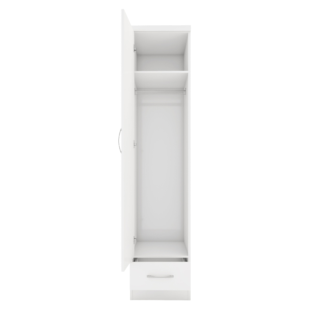 Mack Wooden Wardrobe With 1 High Gloss Door Front In White