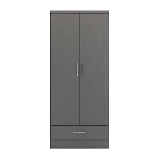Mack Wooden Wardrobe With 2 Doors 1 Drawer In Grey