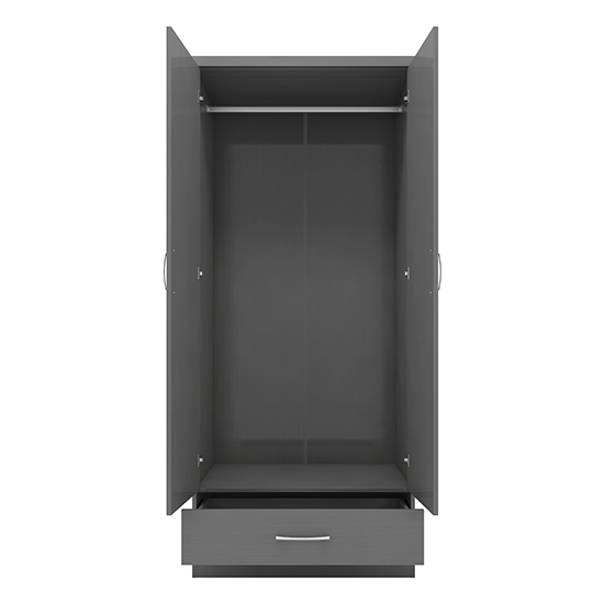 Mack Wooden Wardrobe With 2 Doors 1 Drawer In Grey