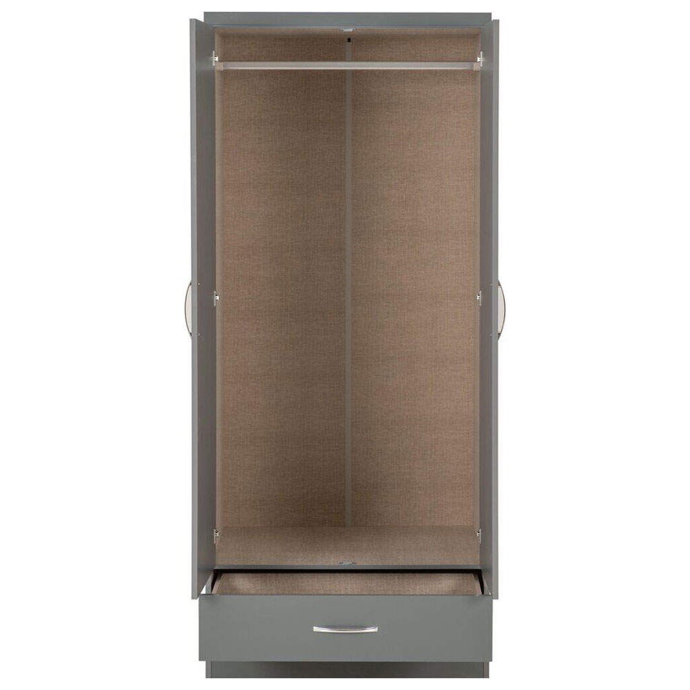 Mack Wooden Wardrobe with 2 Doors in Grey Gloss