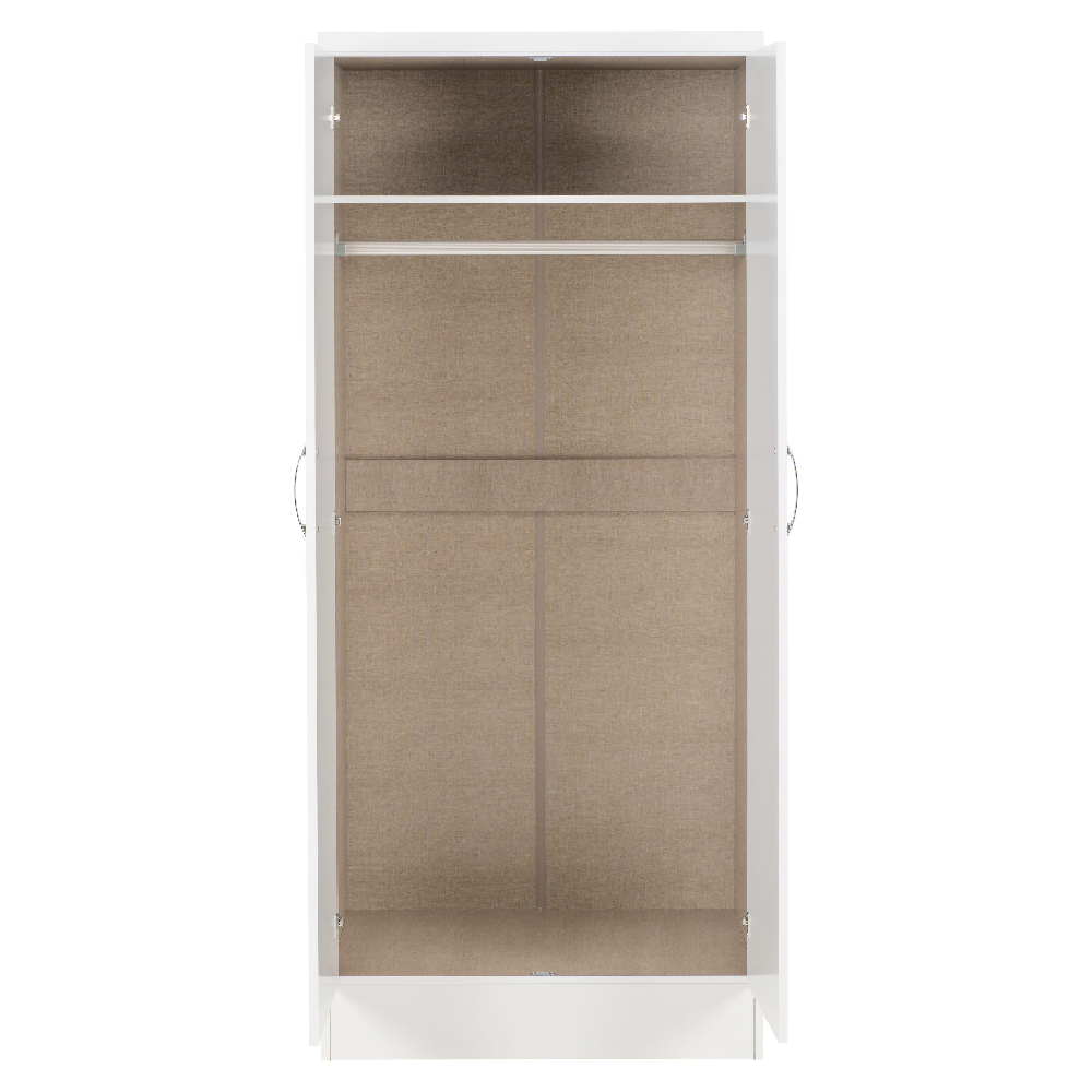 Mack Wooden Wardrobe With 2 Doors And High Gloss Front In White