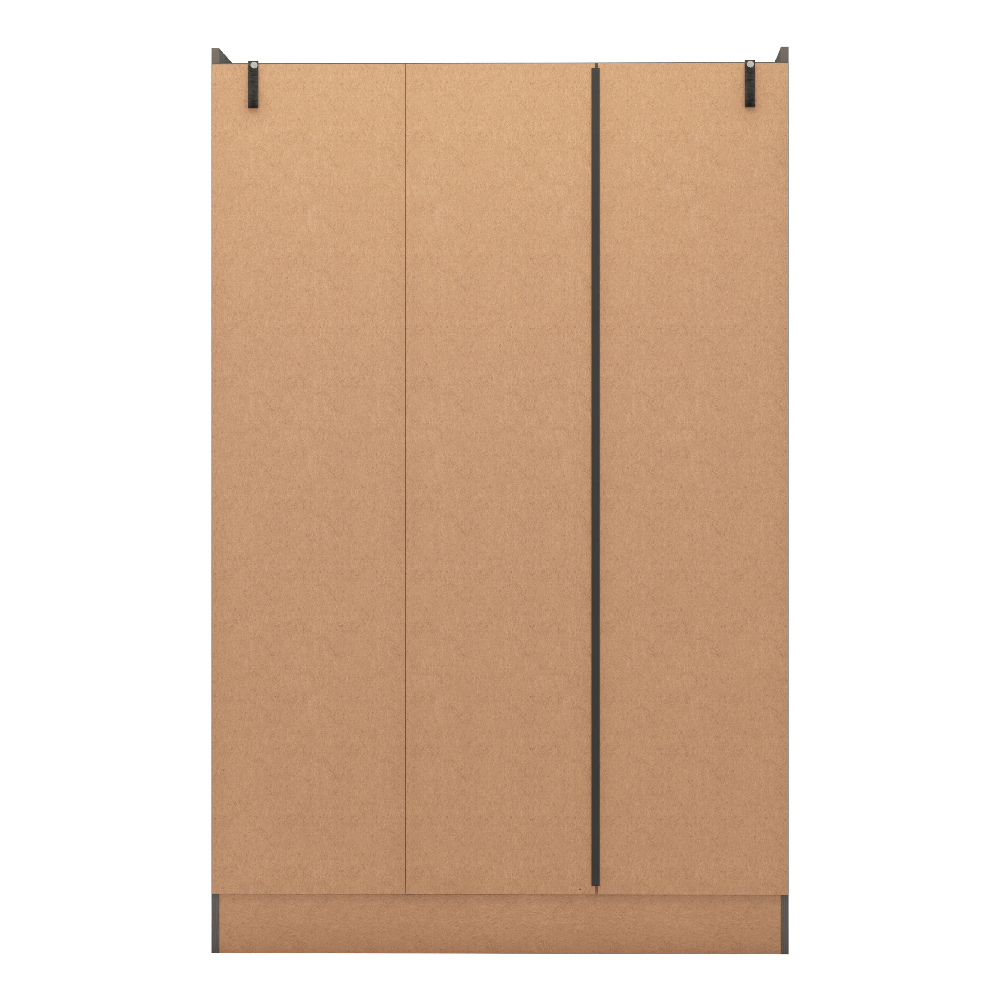 Mack Wooden Wardrobe With 3 Doors 2 Drawers In Grey