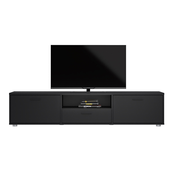 Macomb Large Wooden TV Stand With 2 Doors 1 Drawer In Black