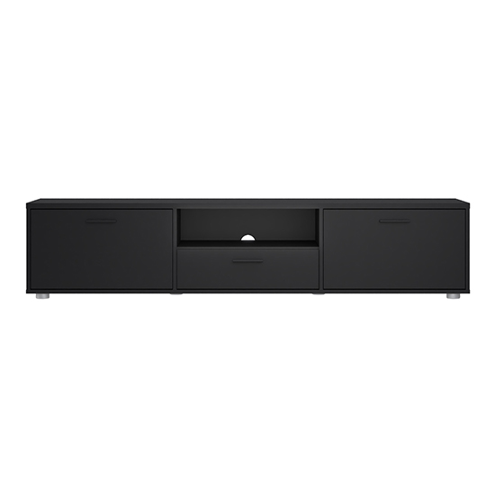 Macomb Large Wooden TV Stand With 2 Doors 1 Drawer In Black