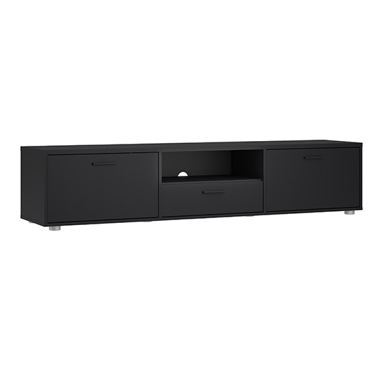 Macomb Large Wooden TV Stand With 2 Doors 1 Drawer In Black