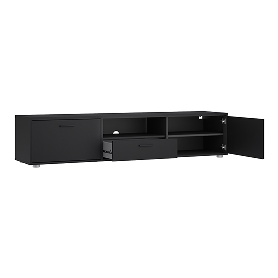 Macomb Large Wooden TV Stand With 2 Doors 1 Drawer In Black