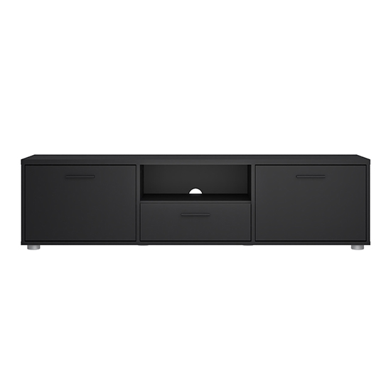 Macomb Small Wooden TV Stand With 2 Doors 1 Drawer In Black