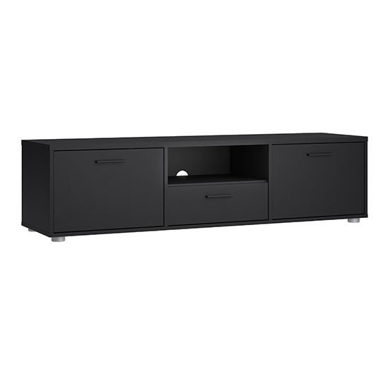 Macomb Small Wooden TV Stand With 2 Doors 1 Drawer In Black