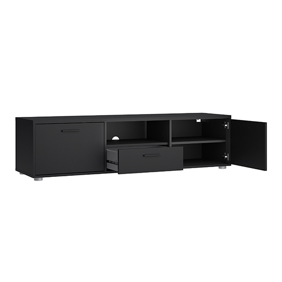 Macomb Small Wooden TV Stand With 2 Doors 1 Drawer In Black