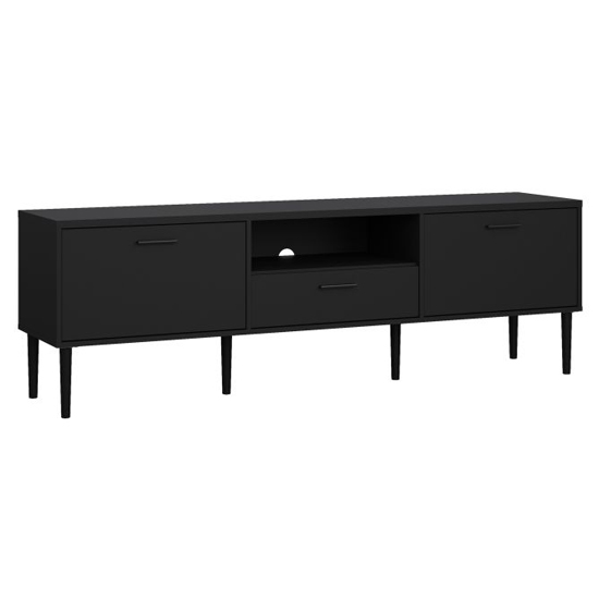 Macomb Wooden TV Stand With 2 Doors 1 Drawer In Black
