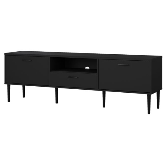 Macomb Wooden TV Stand With 2 Doors 1 Drawer In Black