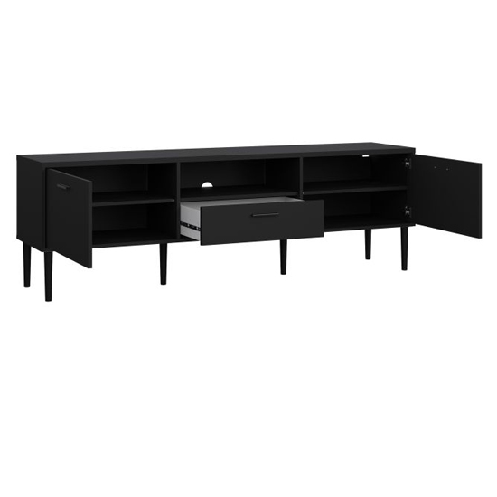 Macomb Wooden TV Stand With 2 Doors 1 Drawer In Black