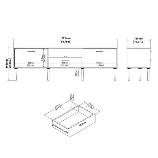 Macomb Wooden TV Stand With 2 Doors 1 Drawer In Black