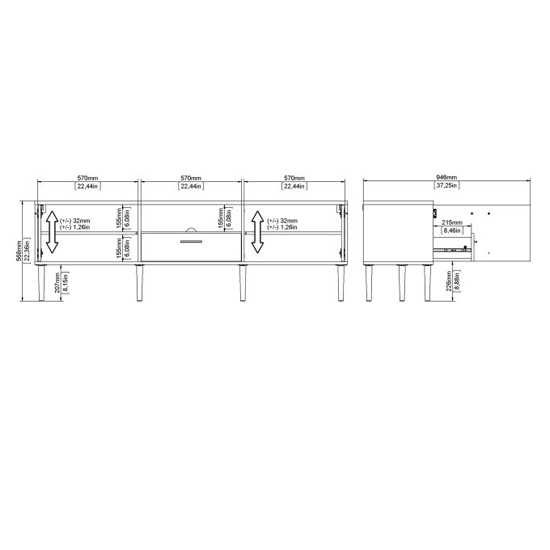 Macomb Wooden TV Stand With 2 Doors 1 Drawer In Black